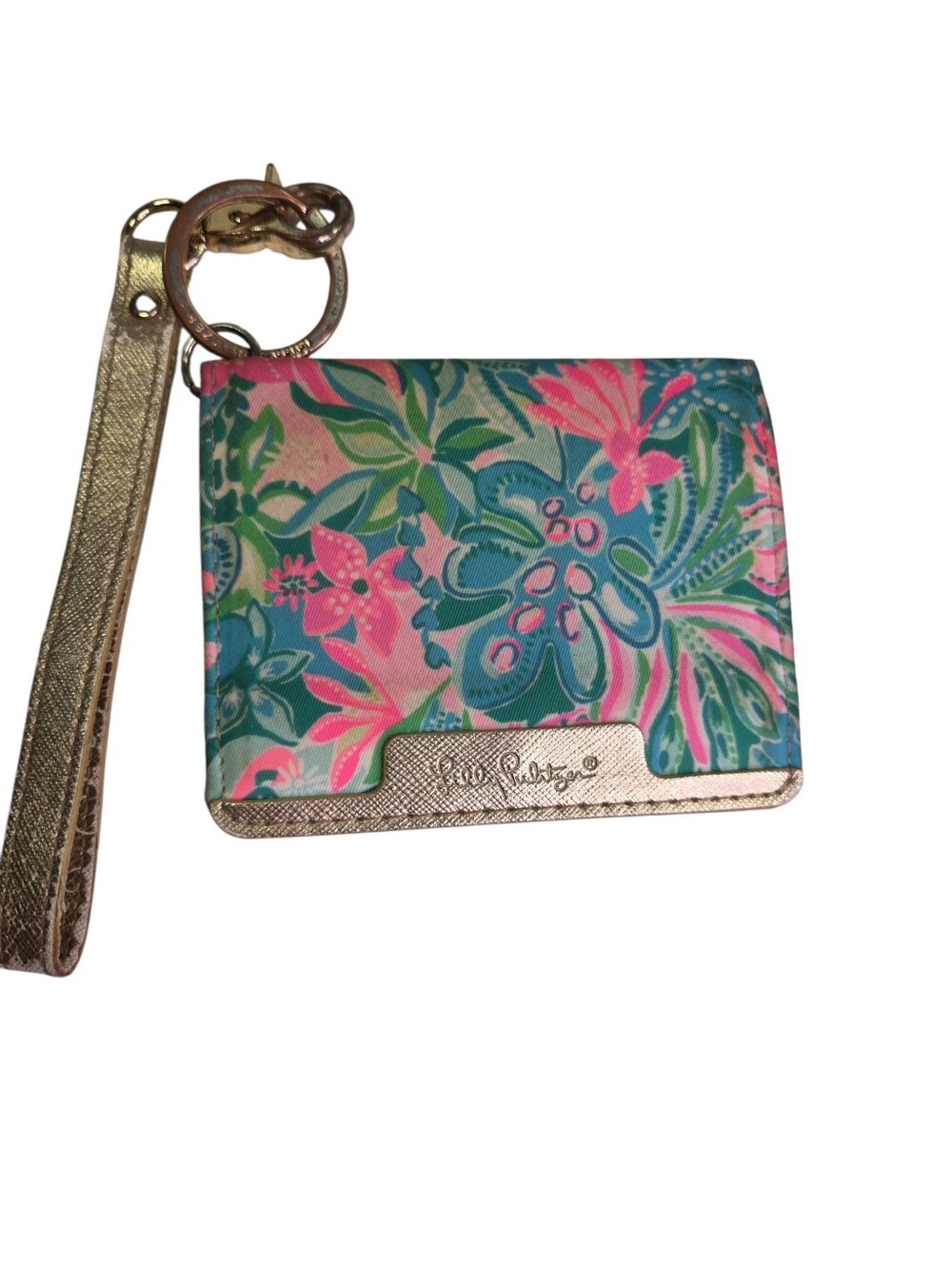 Lilly Pulitzer Snap ID Card Case Wristlet Golden Hour Print Travel Colorful